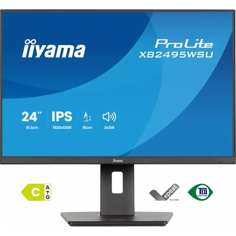 Monitorius IIYAMA ProLite XB2495WSU-B1 24,1 colio (61,2 cm) 1920×1200 IPS Full HD, 4 ms, USB 3.2 šakotuvas, aukščio reguliavimas, garsiakalbiai