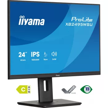 Monitorius IIYAMA ProLite XB2495WSU-B1 24,1 colio (61,2 cm) 1920×1200 IPS Full HD, 4 ms, USB 3.2 šakotuvas, aukščio reguliavimas, garsiakalbiai
