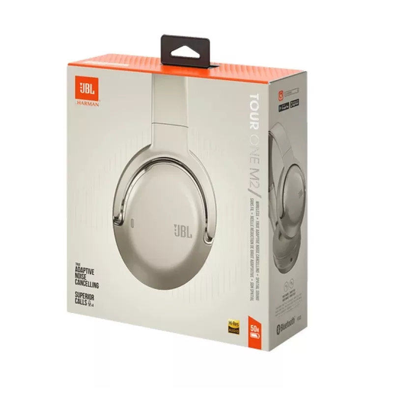 JBL Tour One M2 ausinės belaidės ant galvos muzikai USB Type-C Bluetooth šampaninės