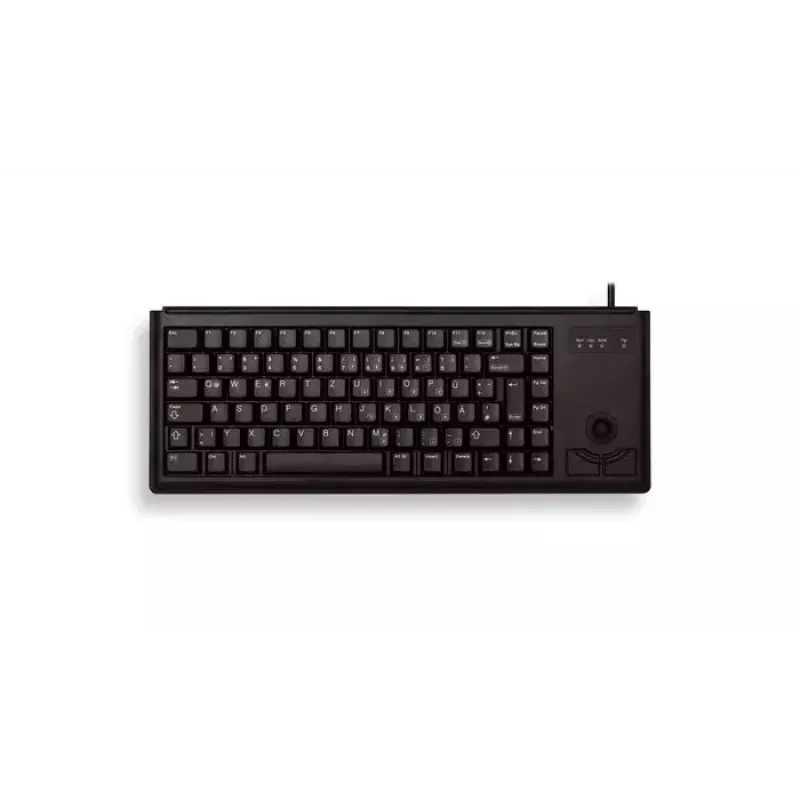 Cherry G84-4420 kompaktiška klaviatūra su rutuliniu manipuliatoriumi, USB, JAV išdėstymas, juoda