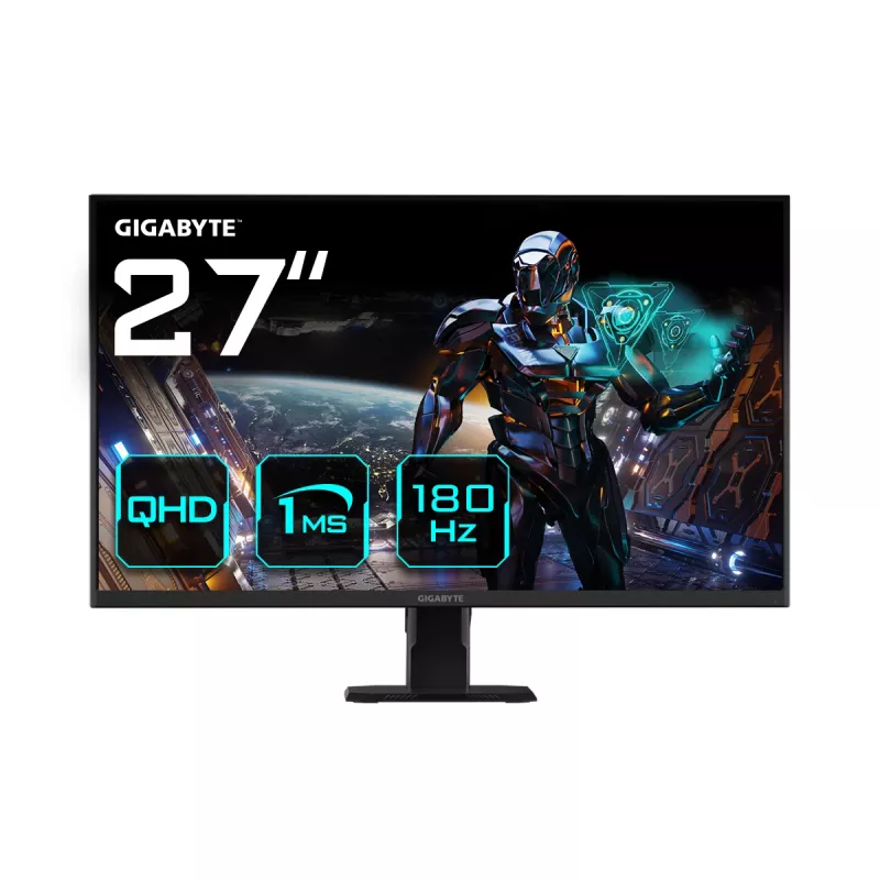 GIGABYTE GS27QA 27 colių QHD žaidimų monitorius - 2560 x 1440 (QHD), 180 Hz, 1 ms, 300 cd/m², FreeSync, HDR paruoštas, HDMI 2.0, DisplayPort 1.4