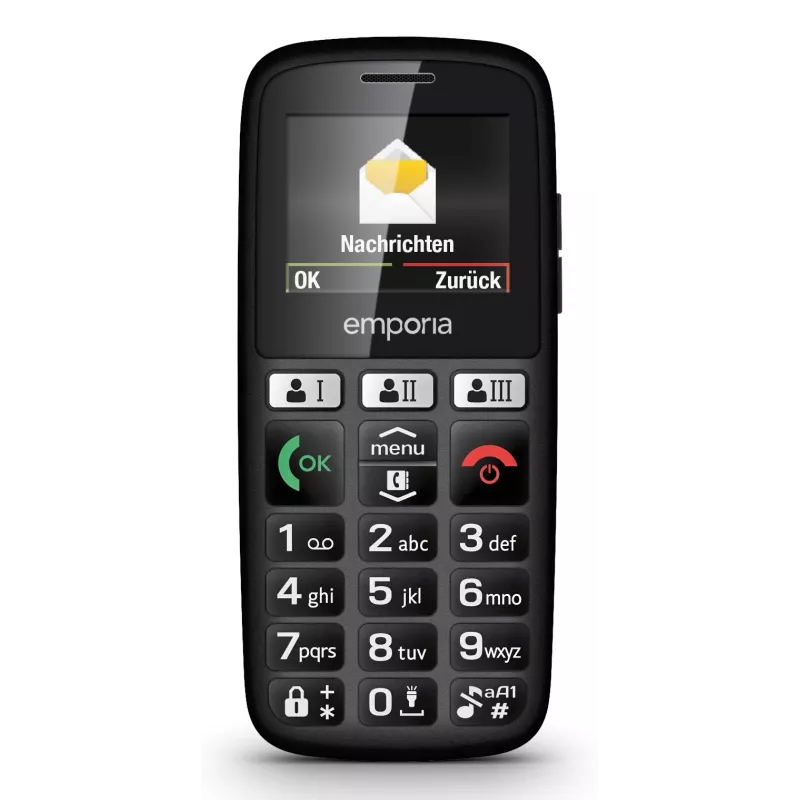 Emporia emporiaHAPPY 4,6 cm (1,81 colio) 70 g Juodas Pradinio lygio telefonas