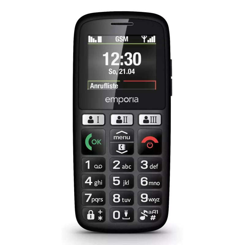 Emporia emporiaHAPPY 4,6 cm (1,81 colio) 70 g Juodas Pradinio lygio telefonas