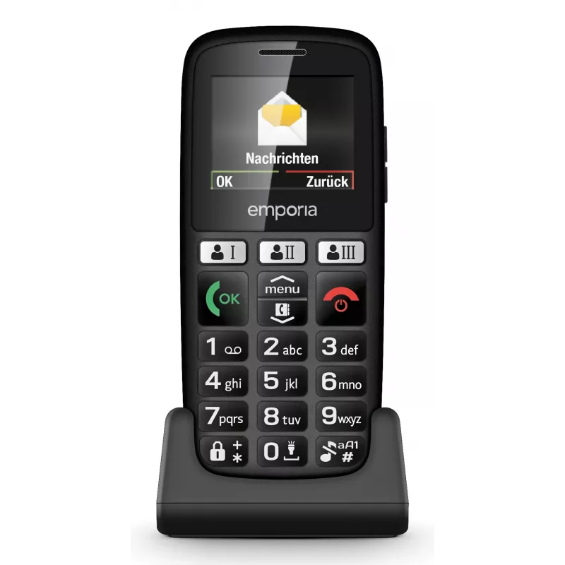 Emporia emporiaHAPPY 4,6 cm (1,81 colio) 70 g Juodas Pradinio lygio telefonas