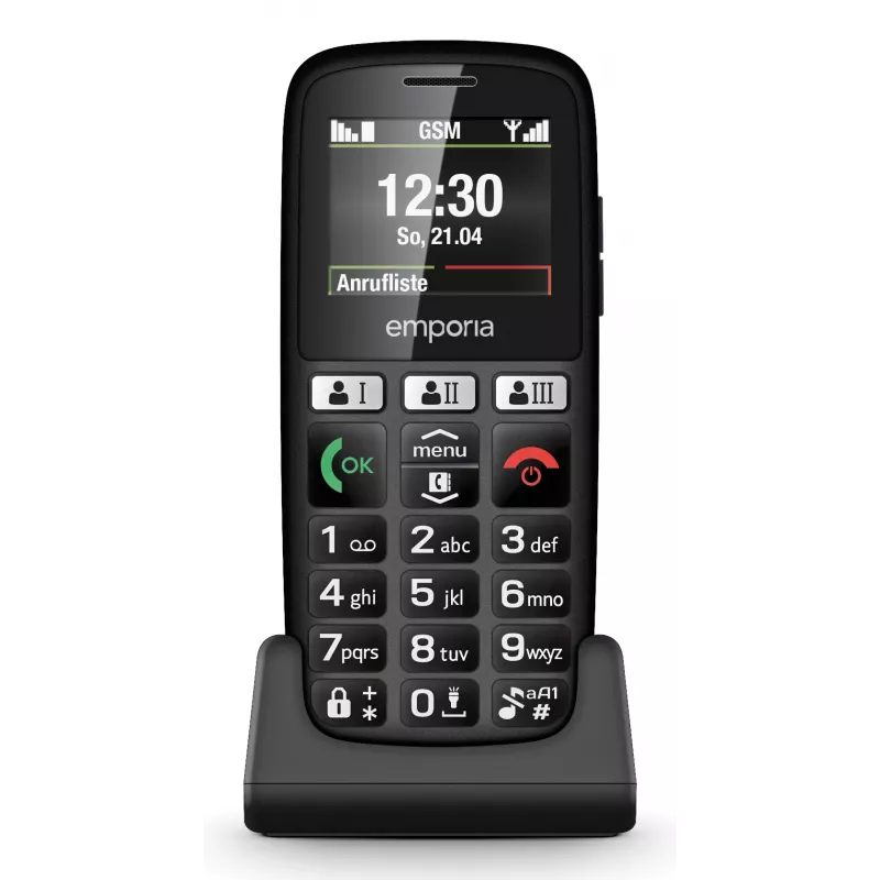 Emporia emporiaHAPPY 4,6 cm (1,81 colio) 70 g Juodas Pradinio lygio telefonas