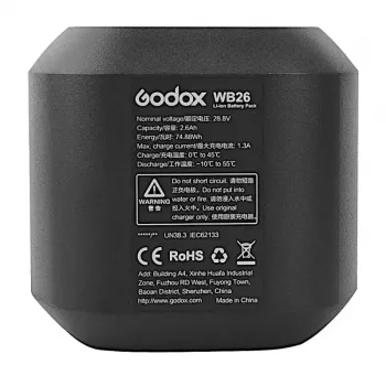 Kameros blykstės priedo baterija Godox WB26 ličio jonų 2600 mAh 28,8 V