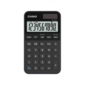 Skaičiuotuvas CASIO SL-310YC, kišeninis, paprastas, 10 skaitmenų, baterija ir saulės elementas, mokesčių ir pelno funkcijos, juodas