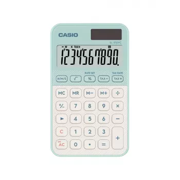 Skaičiuotuvas CASIO SL-310YC kišeninis paprastas 10 skaitmenų baterija/saulės šviesa šviesiai žalias