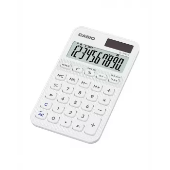 Skaičiuotuvas CASIO SL-310YC kišeninis paprastas, 10 skaitmenų, baterija/saulės energija, baltas
