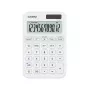 Stalinis pagrindinis skaičiuotuvas CASIO MS-20YC — 12 skaitmenų, baterija/saulės elementas, mokesčių ir pelno funkcijos, baltas
