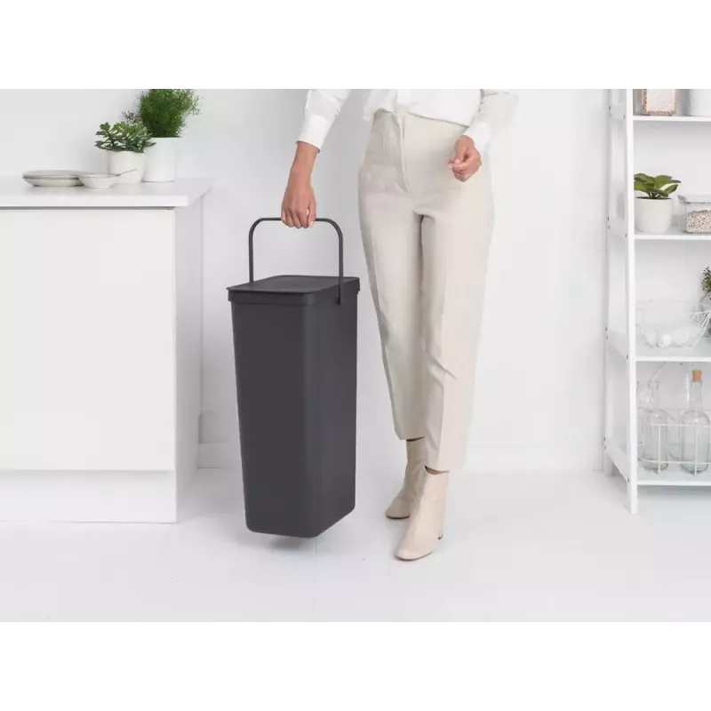 Brabantia Sort & Go 40L stačiakampė perdirbimo dėžė, pilka
