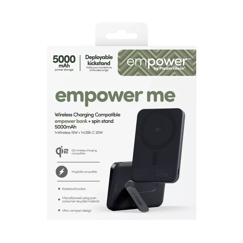 PanzerGlass empower™ by ® empower™ Bank w. Spin Stand | 5000mAh | Space Juoda