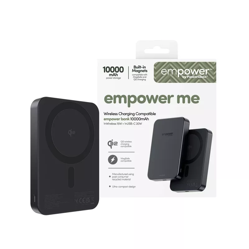 Nešiojamoji išorinė baterija PanzerGlass empower™ 10000 mAh Space Juoda, 0,245 kg
