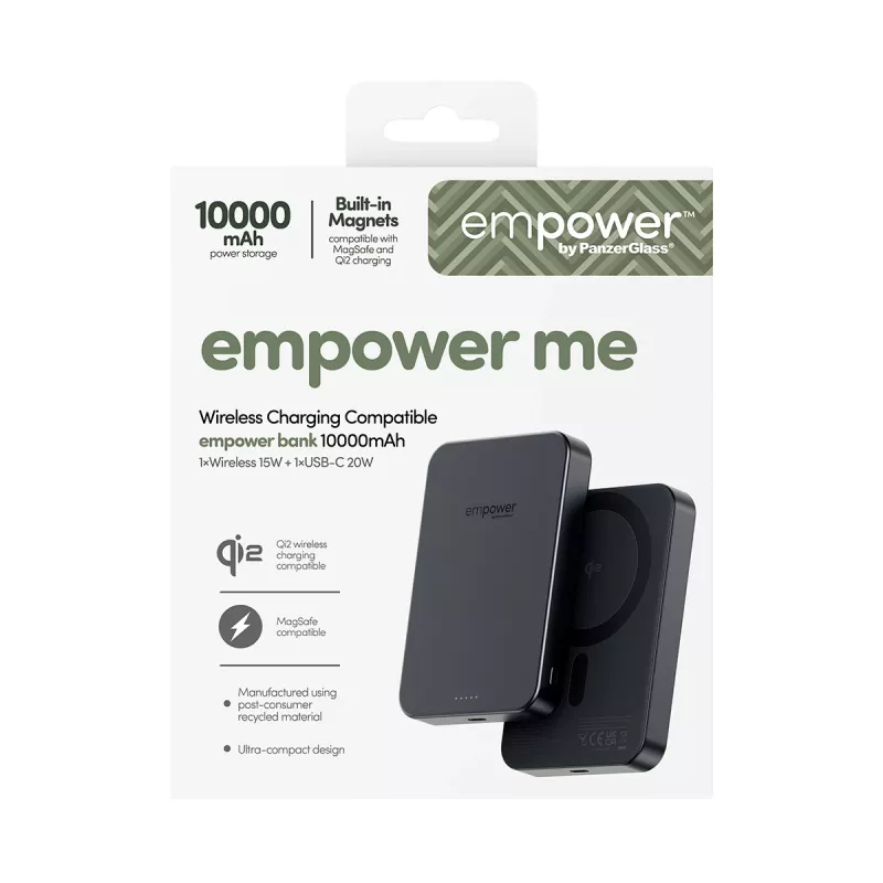 Nešiojamoji išorinė baterija PanzerGlass empower™ 10000 mAh Space Juoda, 0,245 kg
