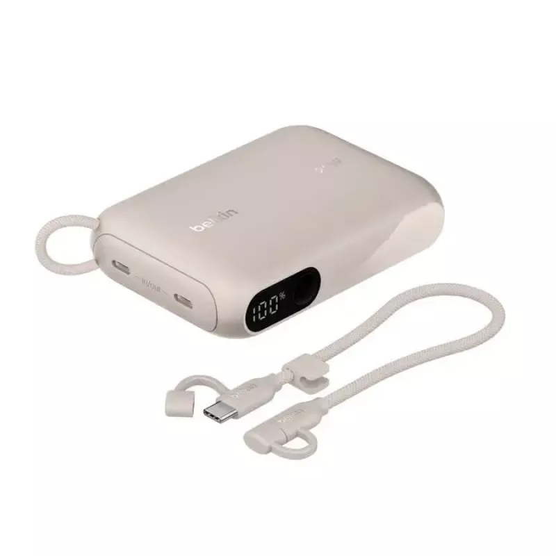 Nešiojama išorinė baterija Belkin BPB027hqSD 10000 mAh, smėlio spalvos, 2 × USB‑C prievadai