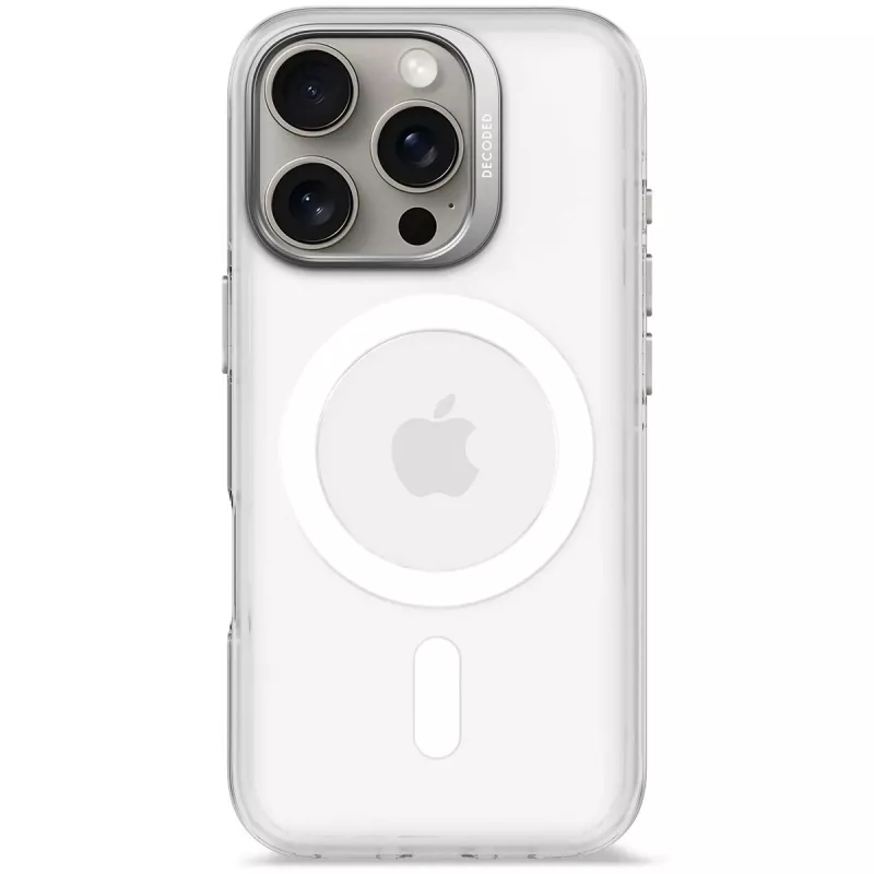 Telefono dėklas Decoded Clear Case, skirtas iPhone 16 Pro, polikarbonatinis, permatomai baltas, tinka 6,3 colio (16 cm)