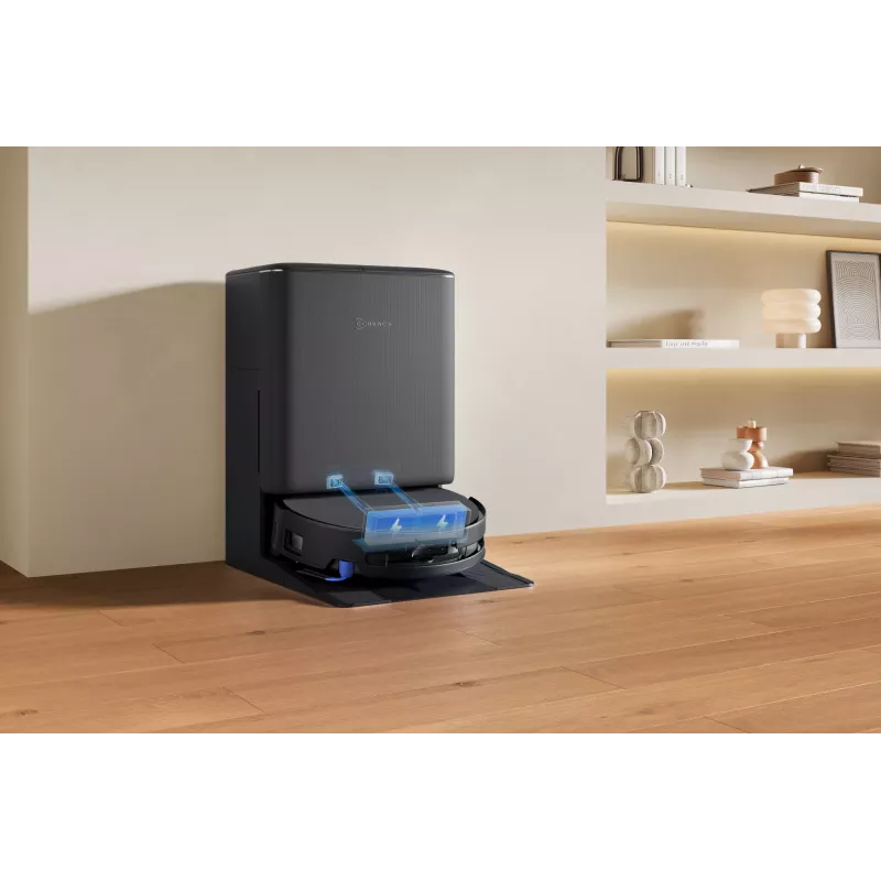 Robotas dulkių siurblys Ecovacs DEEBOT T90 PRO OMNI — becukis 0,25 L dulkių konteineris, 350 min veikimo trukmė, Li‑Ion 4000 mAh, juodas