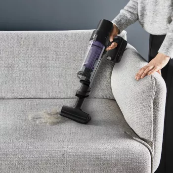 2-in-1 stick vacuum Rowenta RH6A35 — cordless lithium‑ion, 140 W, bagless cyclonic, purple/Sidabrinė, LED brush