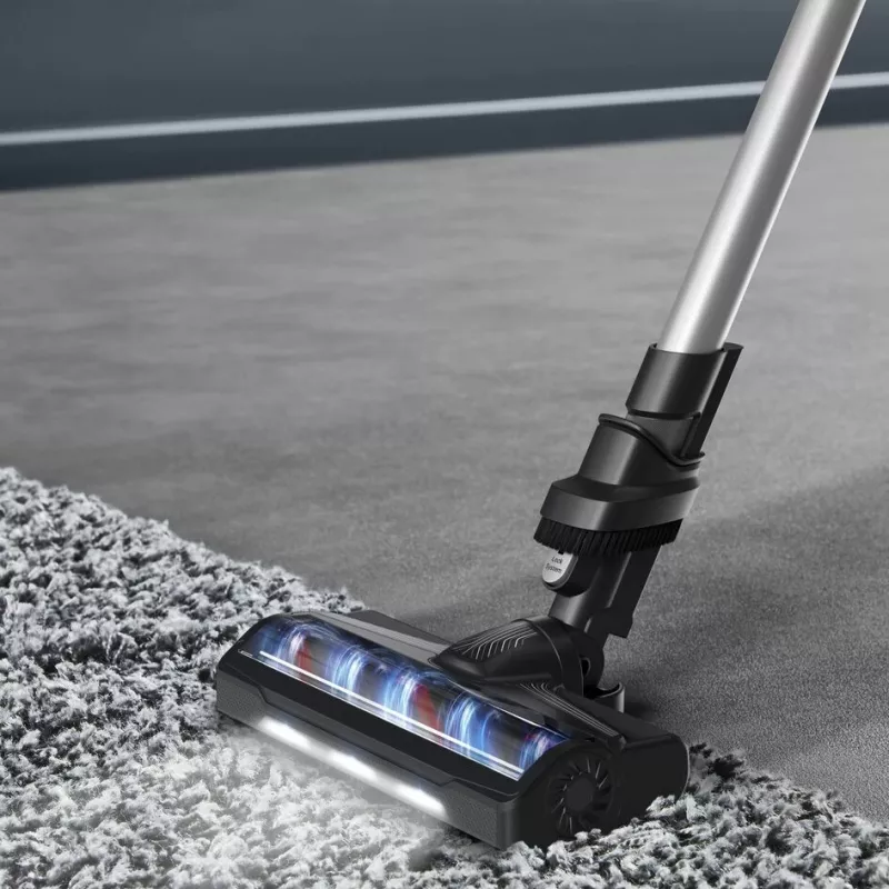 2-in-1 stick vacuum Rowenta RH6A35 — cordless lithium‑ion, 140 W, bagless cyclonic, purple/Sidabrinė, LED brush