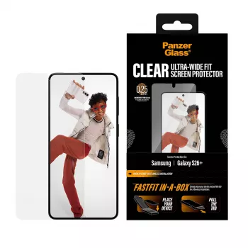 Ekrano apsauga PanzerGlass Samsung New Galaxy S 2026 Plus — itin platus prigludimas, PET+silikonas, FASTFIT