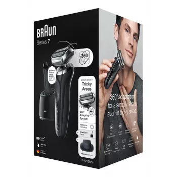 Braun Series 7 71-N7200cc folijos skutiklis su žoliapjove, juodas