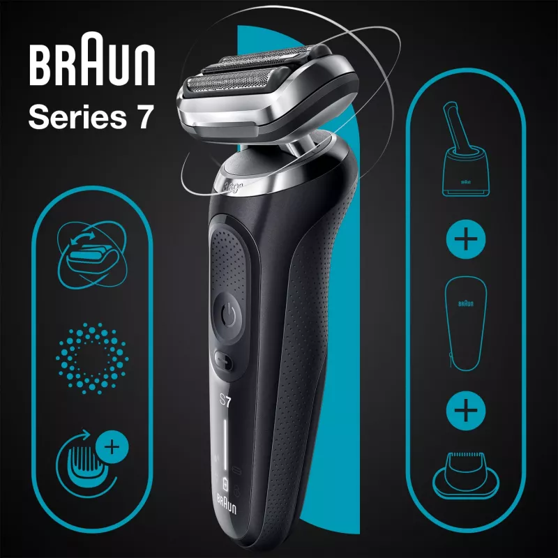 Braun Series 7 71-N7200cc folijos skutiklis su žoliapjove, juodas