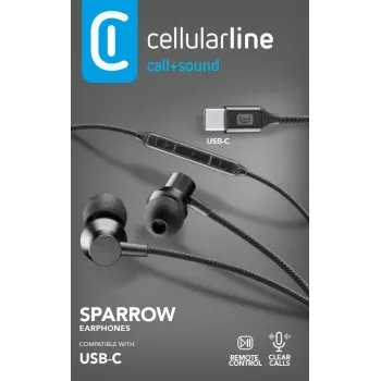 Cellularline SPARROW stereofoninės į ausis įdedamos ausinės su mikrofonu ir nuotolinio valdymo pulteliu
