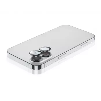 Cellularline kameros objektyvo žiedas - iPhone 16/16 Plus grūdintas stiklas kameros apsaugai
