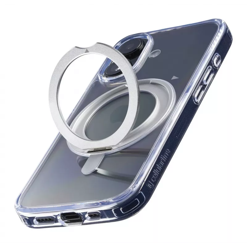 Cellularline Spin Mag - iPhone 16 dėklas su pasukamu žiedo laikikliu, suderinamas su MagSafe ekosistema