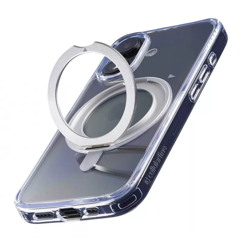Cellularline Spin Mag - iPhone 16 dėklas su pasukamu žiedo laikikliu, suderinamas su MagSafe ekosistema