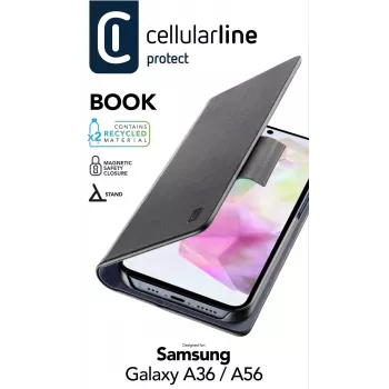 Cellularline Book - Galaxy A36/A56 dėklas-knygelė su kortelių kišene ir magnetiniu užsegimu