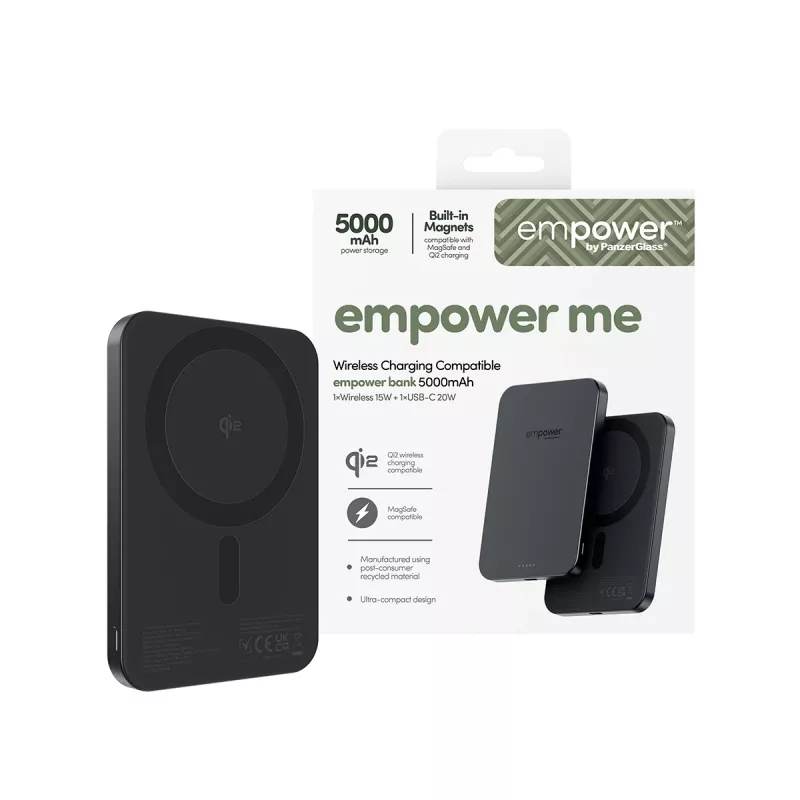 Išorinė baterija PanzerGlass empower™ 5000mAh Space Juoda nešiojamasis įkroviklis