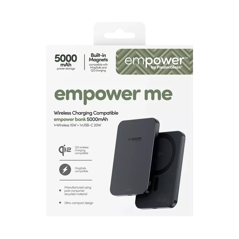 Išorinė baterija PanzerGlass empower™ 5000mAh Space Juoda nešiojamasis įkroviklis