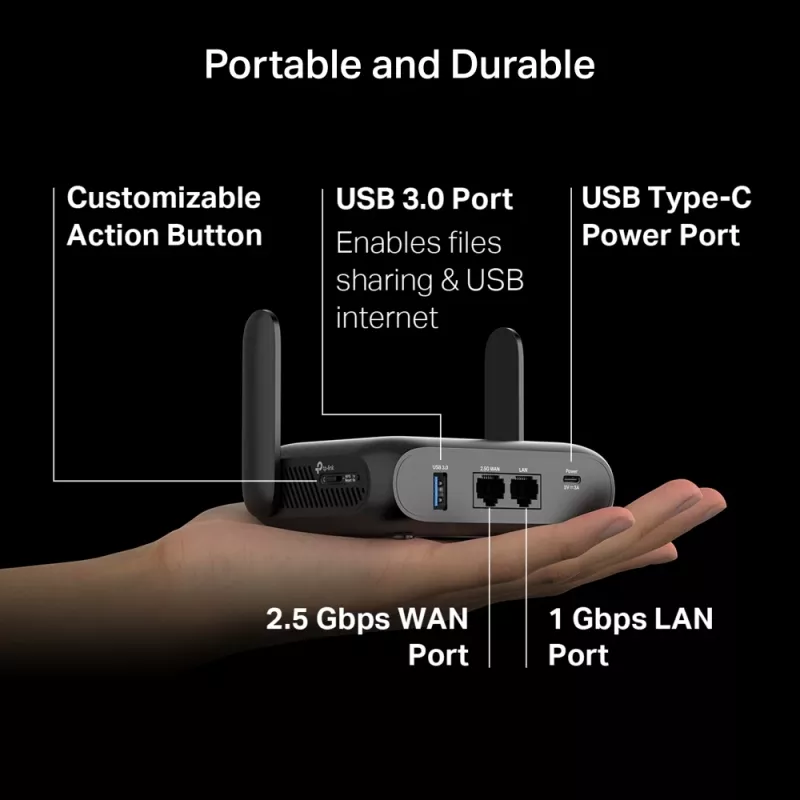 TP-Link BE3600 Wi-Fi 7 belaidis maršrutizatorius 2.5 Gigabit Ethernet Dviejų juostų (2.4 GHz / 5 GHz) Juodas