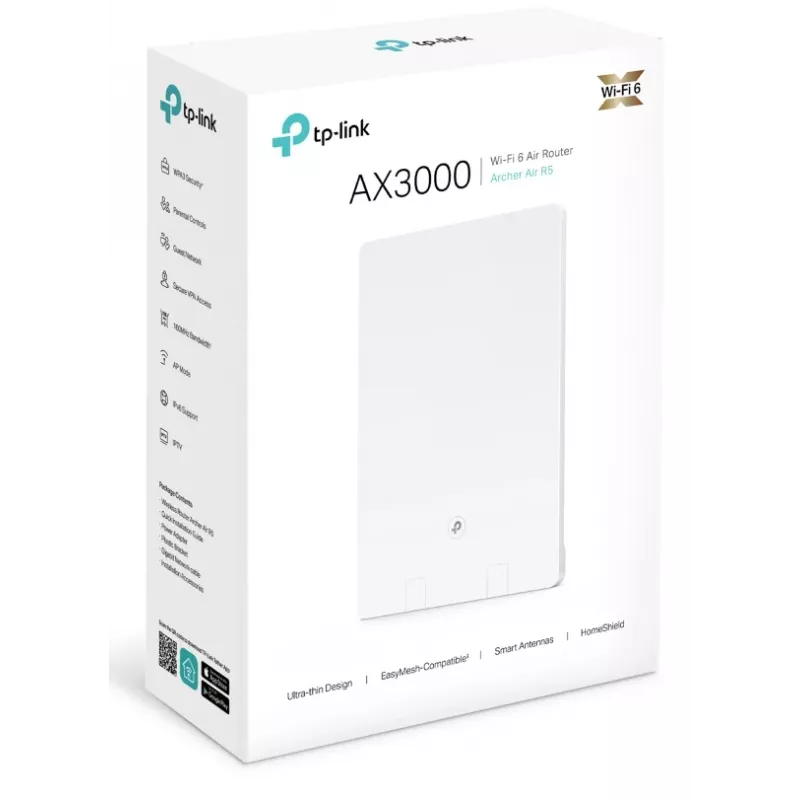 Belaidis maršrutizatorius TP-Link AIR R5 (3 vnt. rinkinys) — Dviejų dažnių 2,4/5 GHz, Wi‑Fi 6, Gigabit Ethernet, USB, Baltas