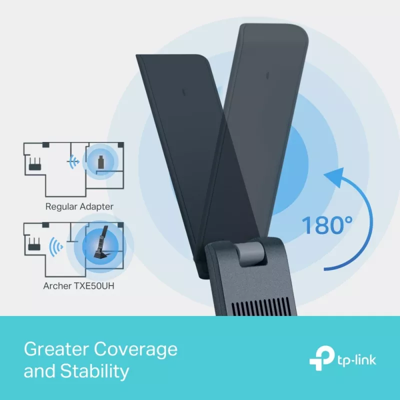 TP-Link Archer AXE3000 Wi-Fi 6E didelio stiprinimo belaidis USB adapteris