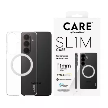 PanzerGlass CARE™ SL1M skaidrus apsauginis dėklas su Qi, skirtas Samsung Galaxy S26+ (6,7 colio)