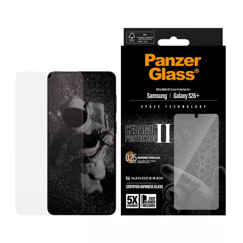 PanzerGlass ® Ceramic Screen Protector Samsung Galaxy S26+ | Ultra-Wide Fit w. EasyAligner