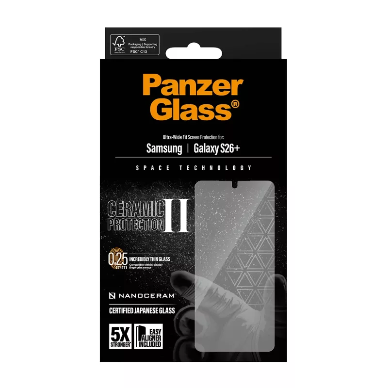 PanzerGlass ® Ceramic Screen Protector Samsung Galaxy S26+ | Ultra-Wide Fit w. EasyAligner