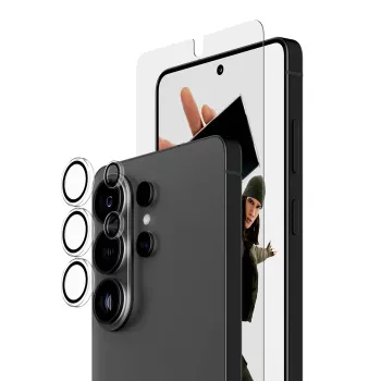 Ekrano apsauginės plėvelės rinkinys PanzerGlass Hoops 2-in-1, skirtas Samsung Galaxy S26 Ultra — grūdintas stiklas + PET, skaidrus, itin platus pritaikymas