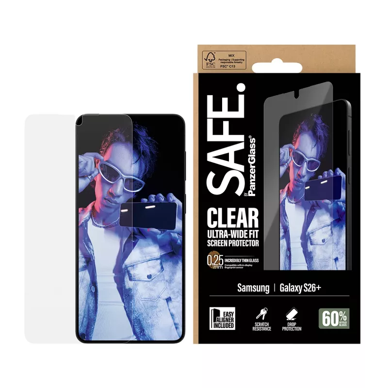 PanzerGlass SAFE. by ® Ekrano apsauga Samsung New Galaxy S 2026 Plus | Itin platus pritaikymas su EasyAligner