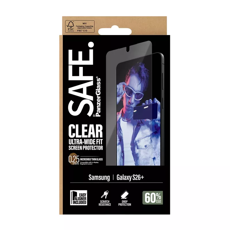 PanzerGlass SAFE. by ® Ekrano apsauga Samsung New Galaxy S 2026 Plus | Itin platus pritaikymas su EasyAligner