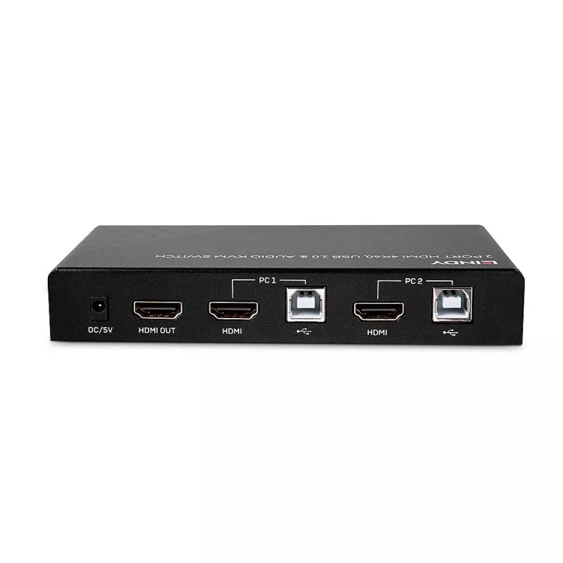 Lindy 2 prievadų HDMI 4K60, USB 2.0 ir garso KVM jungiklis, 4096 x 2160 pikselių, 4K Ultra HD, juodas