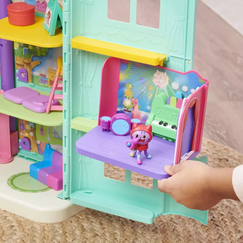 Gabby's Dollhouse, „Groovy Music Room“ su Daniel James Catnip figūrėle, 2 priedais, 2 baldais ir 2 siuntomis, žaislai vaikams nuo 3 metų