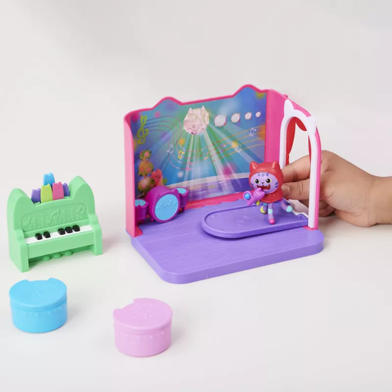 Gabby's Dollhouse, „Groovy Music Room“ su Daniel James Catnip figūrėle, 2 priedais, 2 baldais ir 2 siuntomis, žaislai vaikams nuo 3 metų