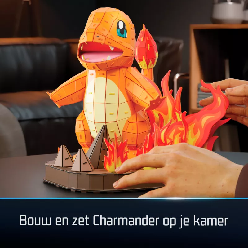 4D Build , Pokémon Charmander 3D modelio rinkinys, Pokémon figūrėlė, Kanto pirmojo partnerio kolekcija, stalo dekoras, 241 dalis, amžius 12+