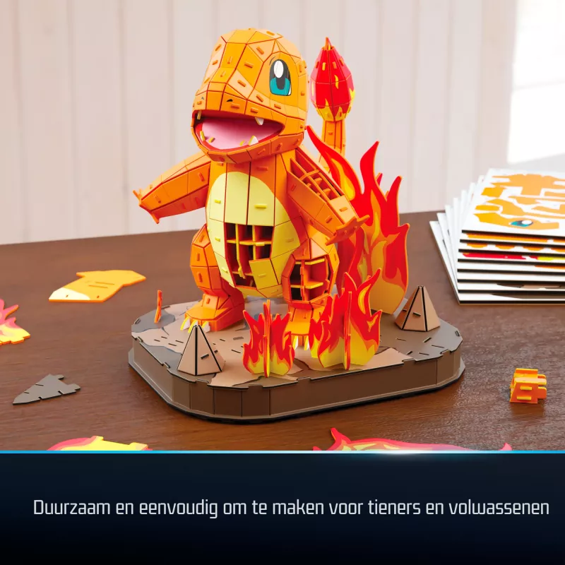 4D Build , Pokémon Charmander 3D modelio rinkinys, Pokémon figūrėlė, Kanto pirmojo partnerio kolekcija, stalo dekoras, 241 dalis, amžius 12+
