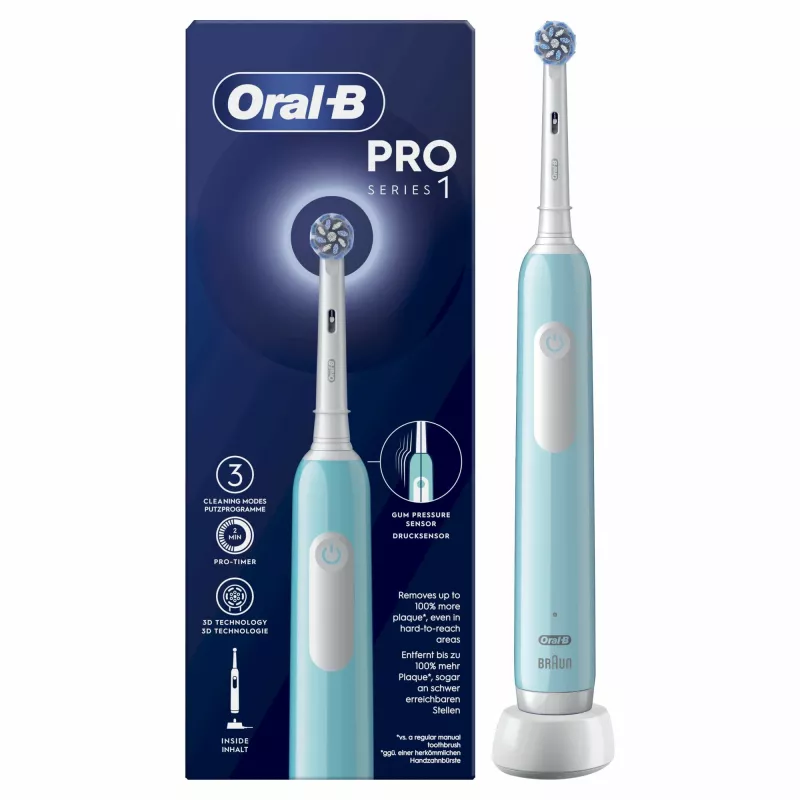 Oral-B Pro 1 Sensitive Clean suaugusiųjų rotacinis osciliuojantis dantų šepetėlis Mėlynas