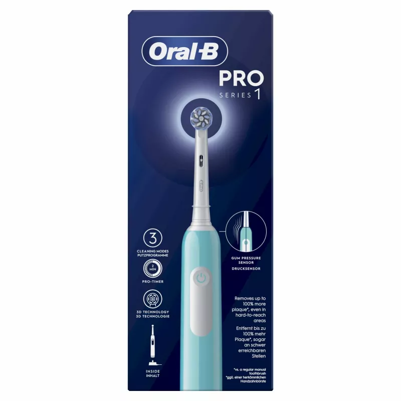 Oral-B Pro 1 Sensitive Clean suaugusiųjų rotacinis osciliuojantis dantų šepetėlis Mėlynas