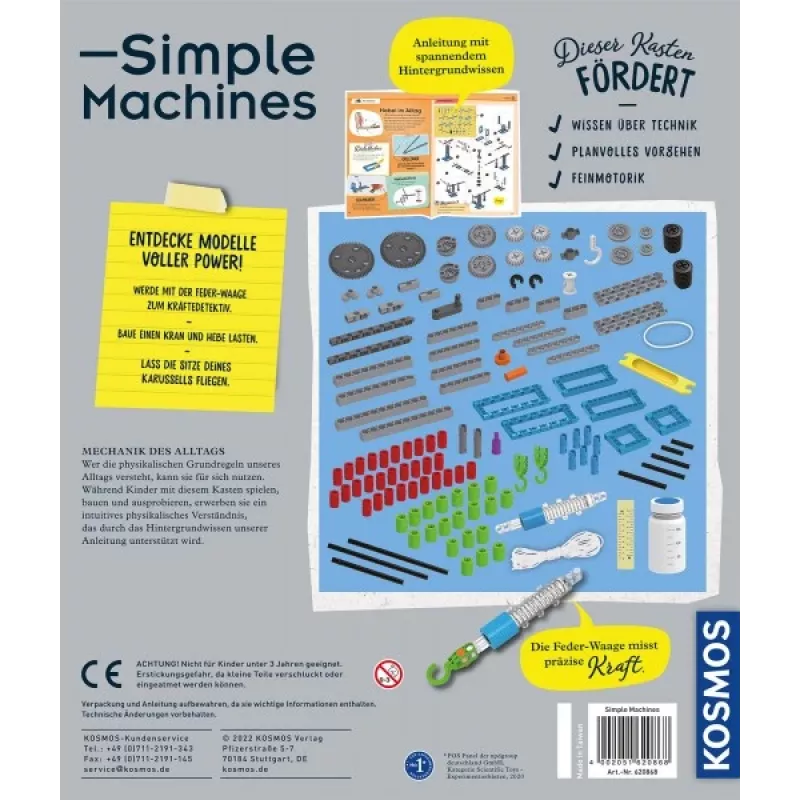 Kosmos Simple Machines, Eksperimentų rinkinys, Fizika, 8 m., Įvairių spalvų